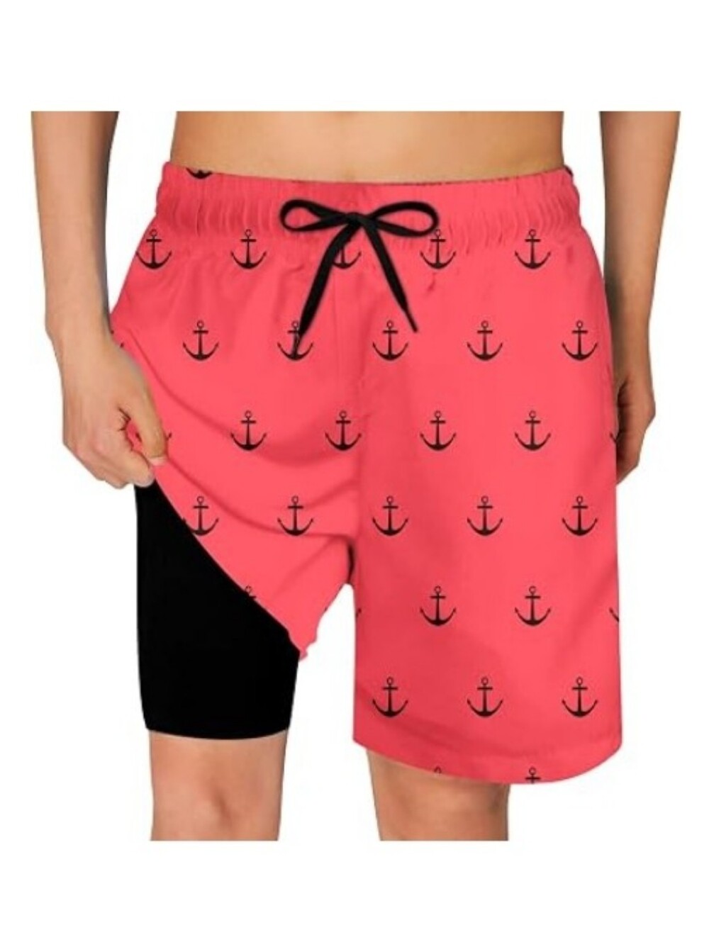 Boys Swim Compression Liner Shorts Quick Dry Bathing Suit with Boxer Red